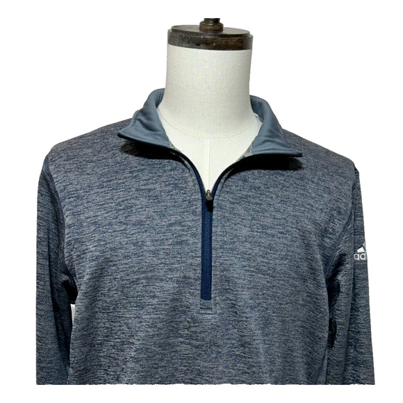 Adidas 1/4 Zip Pullover Mens Large Blue Gray Sweatshirt Climawarm Team Issue - Picture 1 of 13